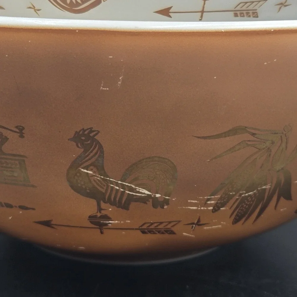 Vintage Set of 3 Pyrex Early American Cinderella Nesting Mixing Bowls 442-444